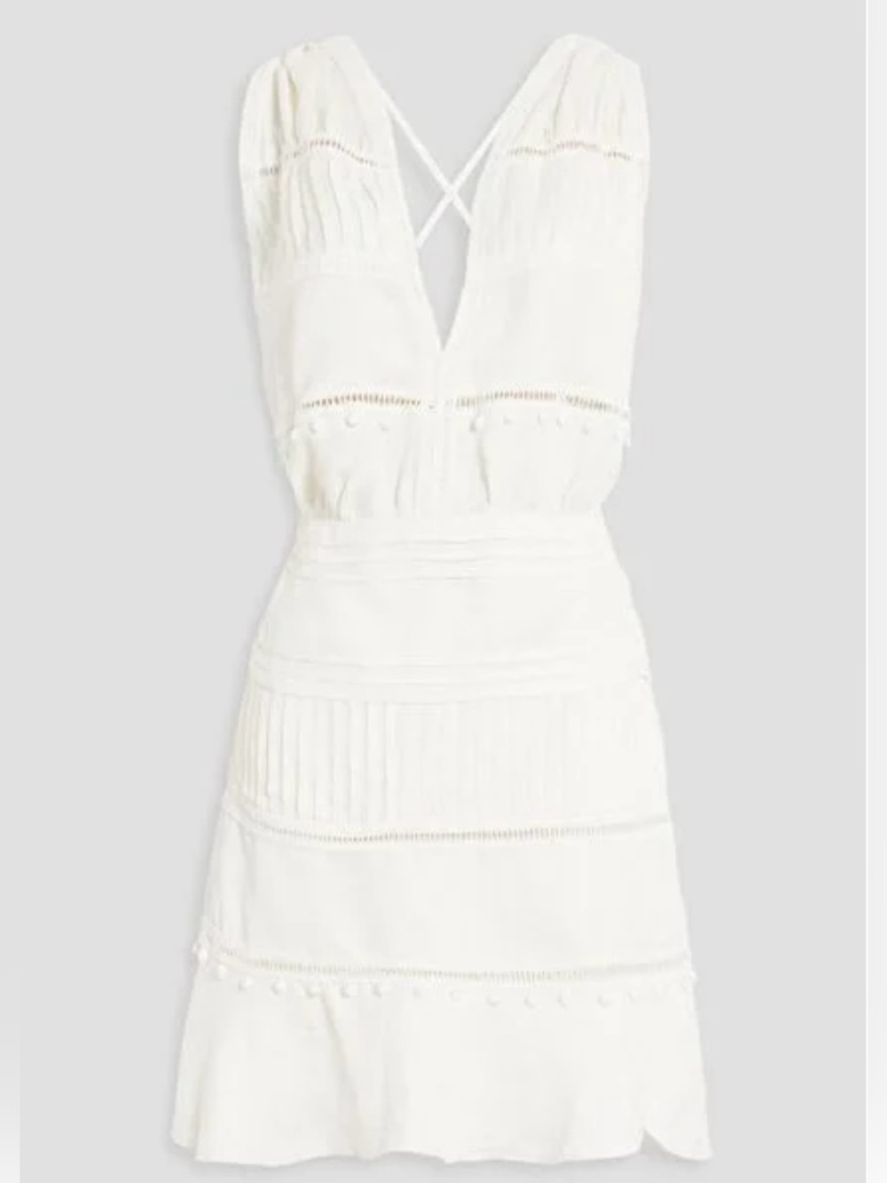 IRO Cream Embroidered V-Neck Mini Dress